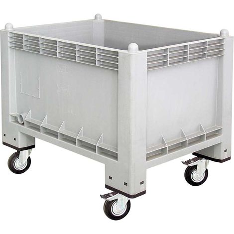 BRB Volumenbox/Großbox mit 4 Lenkrollen. u. 2 Bremsen, Inh. 300 Liter, LxBxH 1x700x790 mm, geschlossen, grau