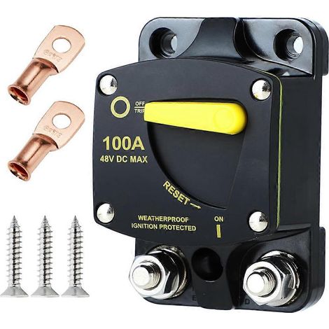 Disjoncteur marin 100 A réarmable avec bouton de réarmement manuel pour bateau, camping-car, yacht, 12 V - 48 V CC (1/5)