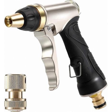 Adjustable Brass Nozzle Watering Gun, High Pressure Stream to Spray for Car, Pet, Garden and Sidewalk Cleaning (1/5)