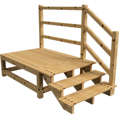 MILANO Außentreppe 3 Stufen H54 cm - Podest L189 x B120 cm - Treppengeländer rechts - Podestgeländer rechts