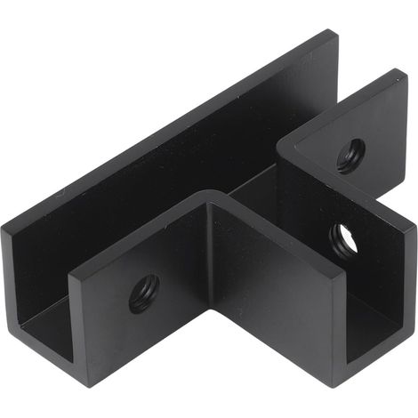Support mural en laiton massif en forme de T pour porte de douche en verre de 8 à 12 mm, support de fixation pour salle de bain sans cadre (noir) (1/5)
