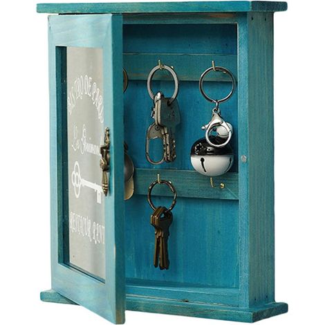 Boîte à clés en bois, porte-clés mural vintage en bois avec 6 crochets pour décoration murale de style campagnard (1/5)