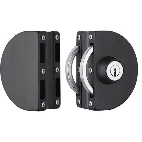 Serrure pour porte vitrée à perçage — Acier inoxydable — Quatre couches d'acier (noir) (1/4)