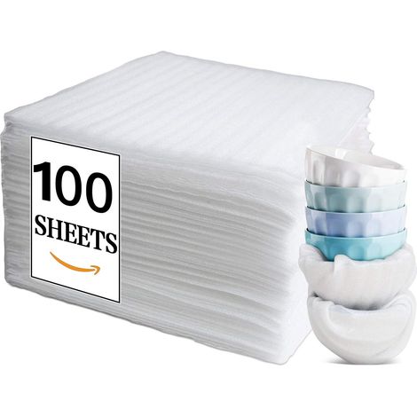Lot De 100 Feuilles De Mousse Pour Déménagement - Pour Cartons, Déménagements, Expédition De Vaisselle, Verres, Bouteilles De Vin - 20x25cm