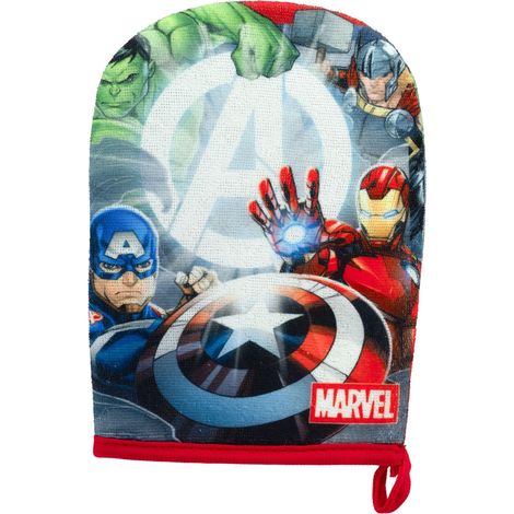 Gant De Douche Captain America - Douche Enfant Ludique - Nettoyage Doux, Amusant - Accessoire - Routine Bain - Respect Peau Sensible - Idée Cadeau Toilette