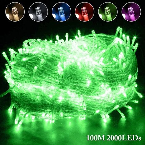 1 Guirlande Lumineuse,2000 LEDs,8 Modes,Câble Transparent,IP44 Étanche,Intérieur Extérieur Noël Mariage (1/5)