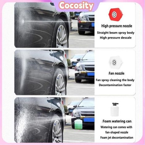 Cocosity Lave-auto Pistolet de lavage de voiture sans fil, puissant et Portable, haute pression, 120psi, pour moto additif Noir UE (1/5)