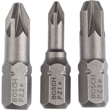 Set di bit per avvitatore Bosch Extra-Duro (PZ), 3 pezzi, PZ1, PZ2, PZ3, 25 mm -2607001753 (1/2)