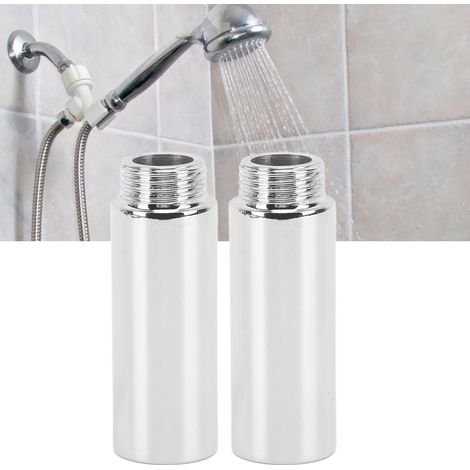 Barre d'extension pour pommeau de douche d'hôtel, rallonge ronde chromée pour pommeau de douche à main, accessoire de salle de bain, 2,4 pouces. (1/5)