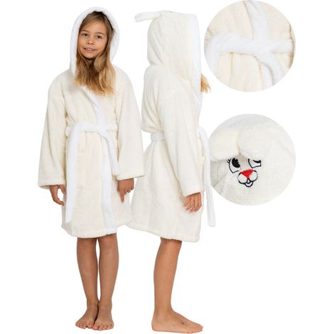 Mädchen-Kinderbademantel mit Hasenkapuze, Größe 7/8 Jahre, 128 € als Geschenk (1/5)
