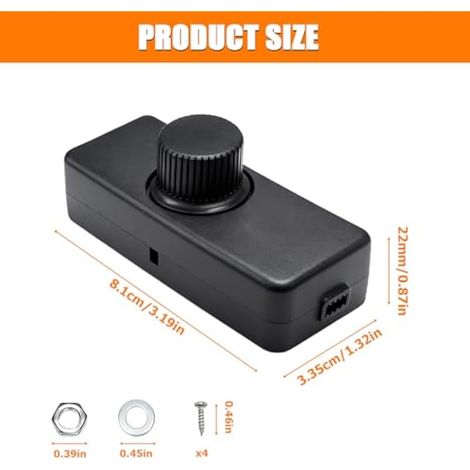 Variateur de Lumiere LED, AC 220-240 V/50 Hz Variateur d'intensité LED, 3-100W Gradateur pour lampes (Noir) (1/4)