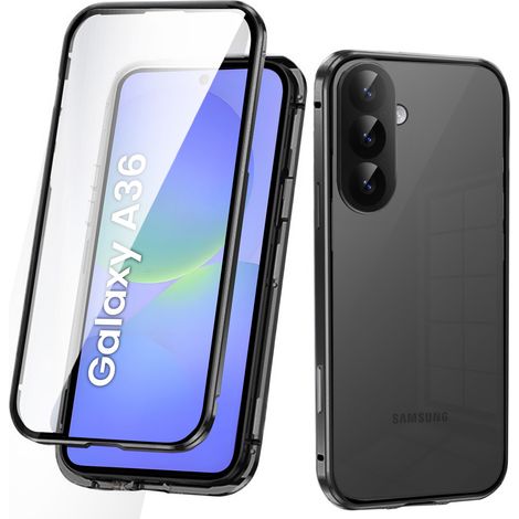 Custodia per Samsung Galaxy A36 5G, con doppio vetro magnetico, nera (1/5)