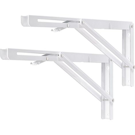 Support d' Étagère Pliable 400mm Équerre Pliante Robustes Blanc (1/5)