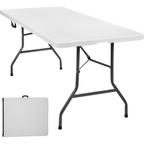 Tectake – Table de camping pliante 183 x 76 x 74 cm – Acier et plastique – Résistante à l'humidité – Pliable avec sangle de transport (1/8)