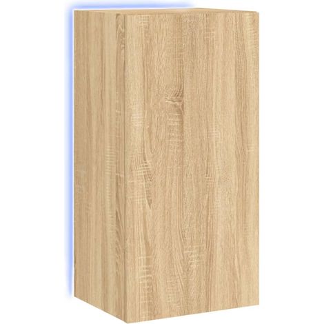 Mobile TV multimediale scaffale per televisione televisione buffet sala da pranzo soggiorno camera da letto a parete con luci a LED rovere Sonoma 40,5 x 35 x 80 cm marrone 020028016