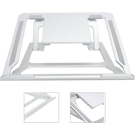 Base de Support pour Ordinateur Portable, Support Pliant en Alliage D'aluminium argenté pour Ordinateurs Portables de 11 à 17 Pouces, Réglable pour la Protection de la sécurité (1/5)