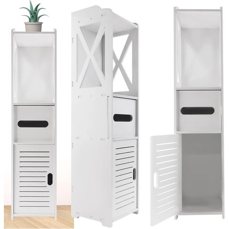 Armoire de rangement de salle de bains, armoire de rangement au sol de salle de bains haute indépendante ultra - mince (1/5)