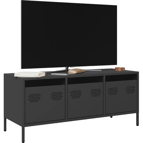 TV-Schrank Schwarz 101,5x39x43,5 cm Kaltgewalzter Stahl