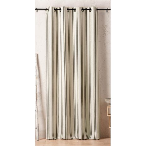 Rideau Daenerys 140 x 280 cm – Coton recyclé tissé en France - 140x280cm - Vert kaki (1/2)