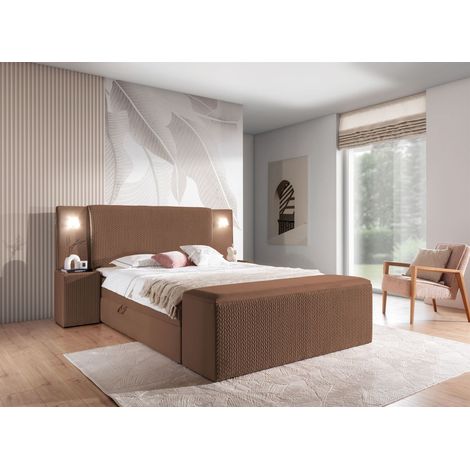 Boxspringbett Bett MARTEN 140x220cm Set.4 in Stoff Magic Velvet Braun (1/5)