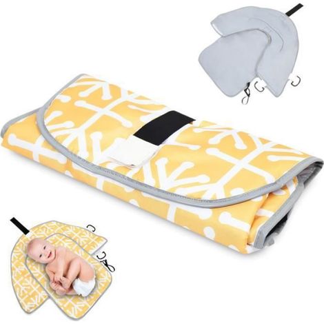 Tapis langer pliant tanche pour bb - SWAREY - Taille compacte - Jaune (1/4)