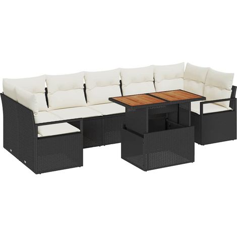 Garden Sofa Set 8 pcs 7-Seater Black and Cream vidaXL (1/5)