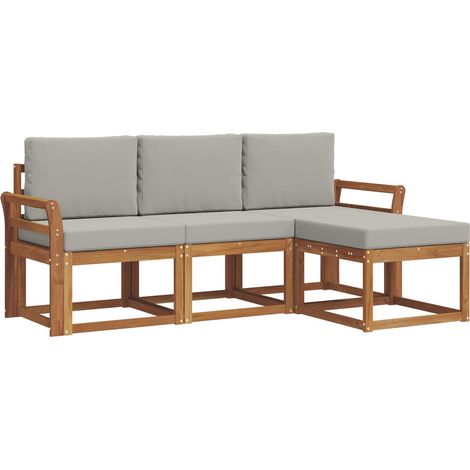 Conjunto de sofás de exterior 4 uds. Gris Natural y Claro vidaXL (1/5)