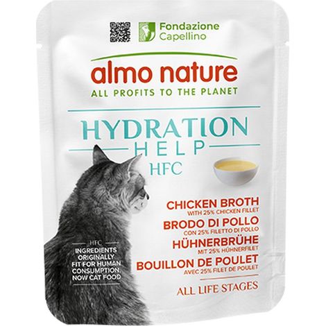 Almo Nature Gatto HFC Hydration Help busta 50gr Brodo di Pollo con Filetto di Pollo