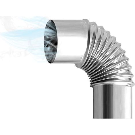 Tuyau de cheminée 90 coudés de 60 mm de diamètre en acier inoxydable résistant à la chaleur pour poêle à bois, tuyau coudé à 90 degrés (1/5)