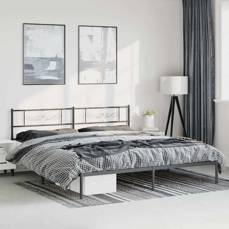 Estructura cama sin colchón con cabecero metal negro 193x203 cm (1/5)