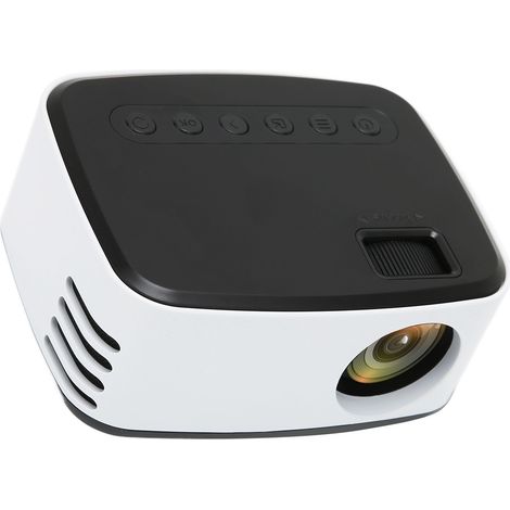 Mini-tragbarer HD-1080p-Schwarzweißprojektor für Filme im Freien, kompatibel mit Smartphones und TV-Sticks, 100–240-V-Netzteil