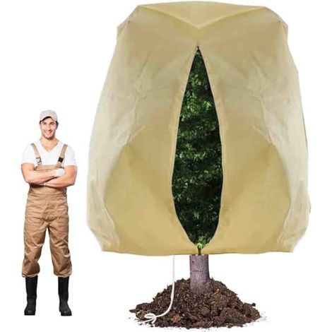 Grande housse pour plantes de 95 x 80 pouces avec tissu résistant au gel, épaisse toile d'hiver, fermeture éclair et cordon de serrage, coupe-vent, anti-insectes et résistante au gel. (1/5)