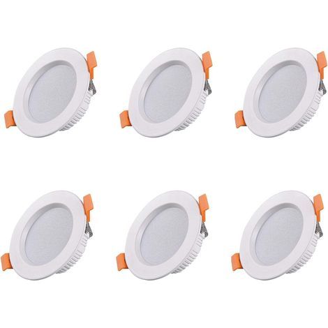 Lot de 6 Spot à encastrer LED Blanc Spot de Plafond LED Ultra Plat,500 Lumens,AC 220-240V IP44 7W 70-85MM 4000K Lumière Neutre [Classe énergétique A] (1/4)
