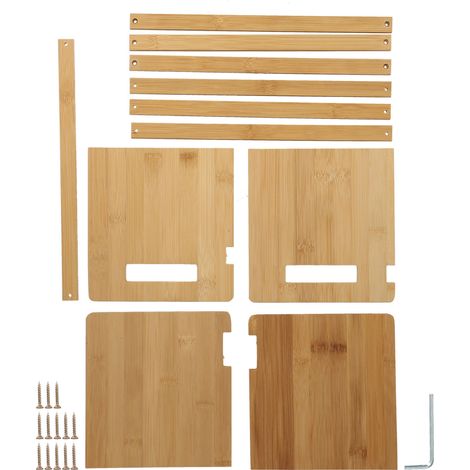 Étagère extensible en bambou, organisateur de bureau pour rangement salon et bureau (1/5)