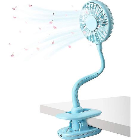 Ventilateur à pince USB, mini ventilateur flexible, ventilateur de bureau électrique personnel, bleu (1/5)