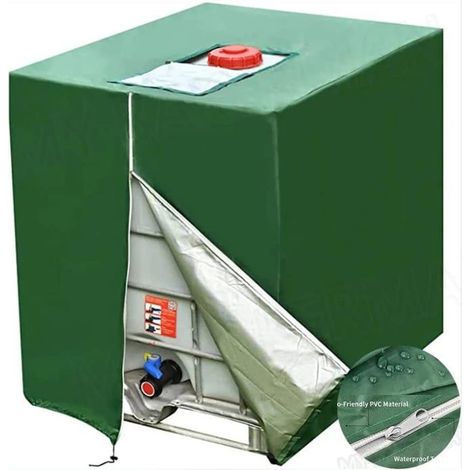 Bache pour Cuve 1000 l, Bâche de Protection Solaire pour réservoir d'eau de Pluie IBC, Anti-poussière Anti-UV (116 x 100 x 120 cm) (1/4)