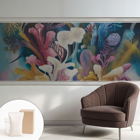 Papier peint décoratif avec colle pour salon, chambre à coucher et bureau – Design moderne et facile à poser Explosion florale 250x104 cm (1/5)