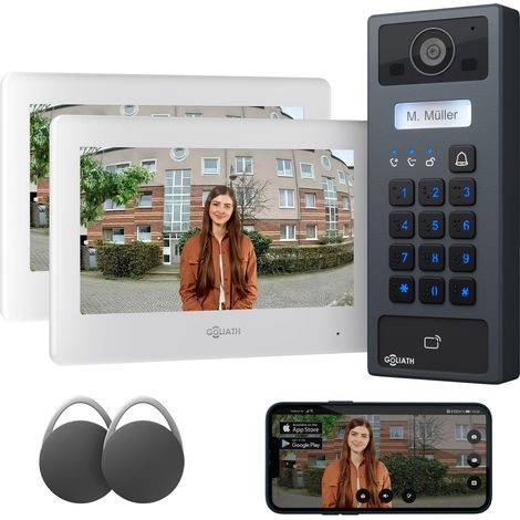 GOLIATH Basic 2-Draht BUS Türsprechanlage FullHD App 2x 7" Monitor RFID & Keypad Aufputz (1/4)