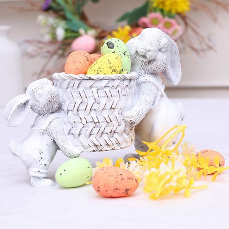 Statue Lapin De Pâques - Figurine En Résine 14 x 11 x 6 cm - Décoration Printanière Pour Intérieur Bureau Étagère - 1 Pièce (1/5)