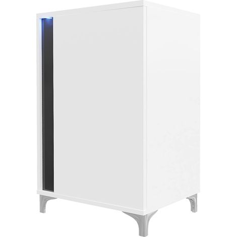 Aparador Florem, Blanco + Blanco brillante + Negro brillante, 88x52cm, Número de puertas: 140cm, Aglomerado laminado, LED