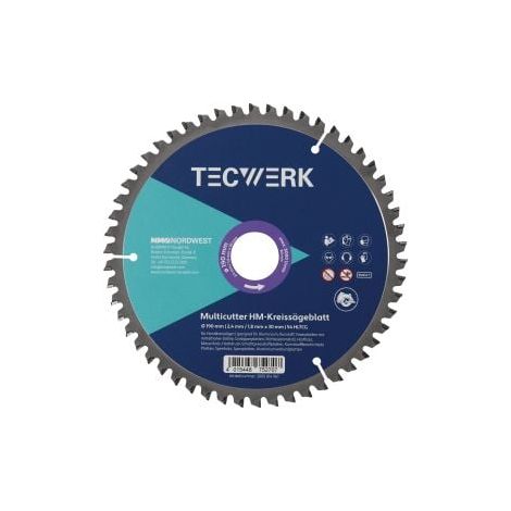 Lame de scie circulaire portative AD 190mm Z.54 HLTCG Largeur de coupe 2,4mm TECWERK (1/3)