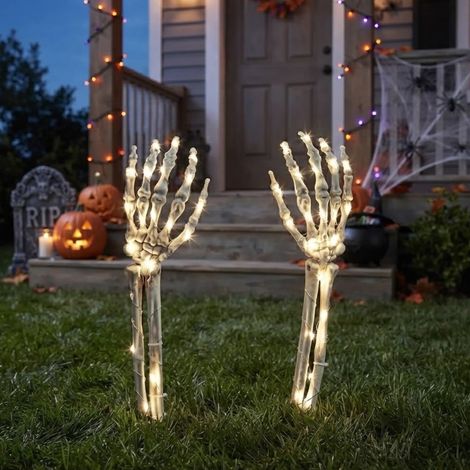 Spooky Light Up Skeleton Arms Halloween Stake (1/2)