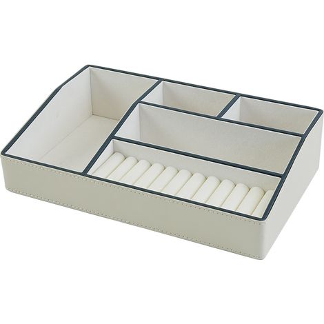 Organisateur de maquillage grande capacité, boîte de rangement pour cosmétiques, bijoux et soins de la peau, anti-poussière, rangement de table pour coiffeuse et chambre (1/5)