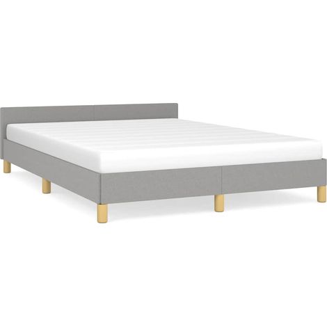 Lit adulte pour 2 personnes avec tête de lit, Structure de lit, Assemblage Facile, Gris clair 140x200 cm OIB8041E (1/5)