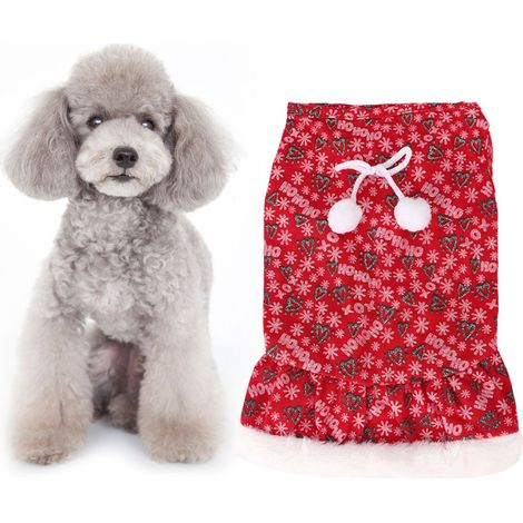 Robe Chien - Vêtement Hiver Noël Rouge Polyester - Pour Petit Chien Et Chiot - 1 Pièce (1/5)