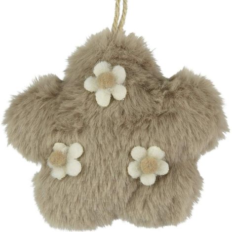 Decoris® Blüte Hellbraun drei Blüten mit Aufhänger Ø 10 cm - Plüsch