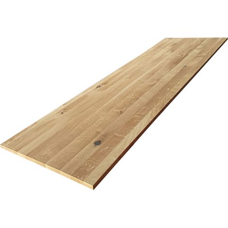 Tablette Chêne Rustique bois massif pleines lames, L.200 x l.50 cm, Ep.18 mm (1/5)