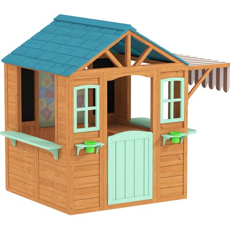 AIYAPLAY Casetta da Giardino per Bambini in Legno Abete Finestra, Snack Bar
