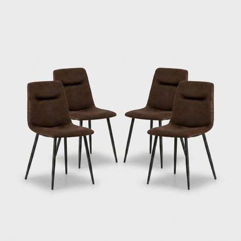 Set de 4 sillas de diseño en polipiel y metal para comedor Tia - Marrón (1/5)