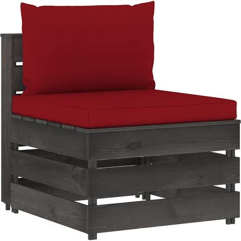 Canapé central sectionnel Canapé relax - Canapé de salon avec coussins Bois imprégné de gris BV908807 - BonneVie (1/5)
